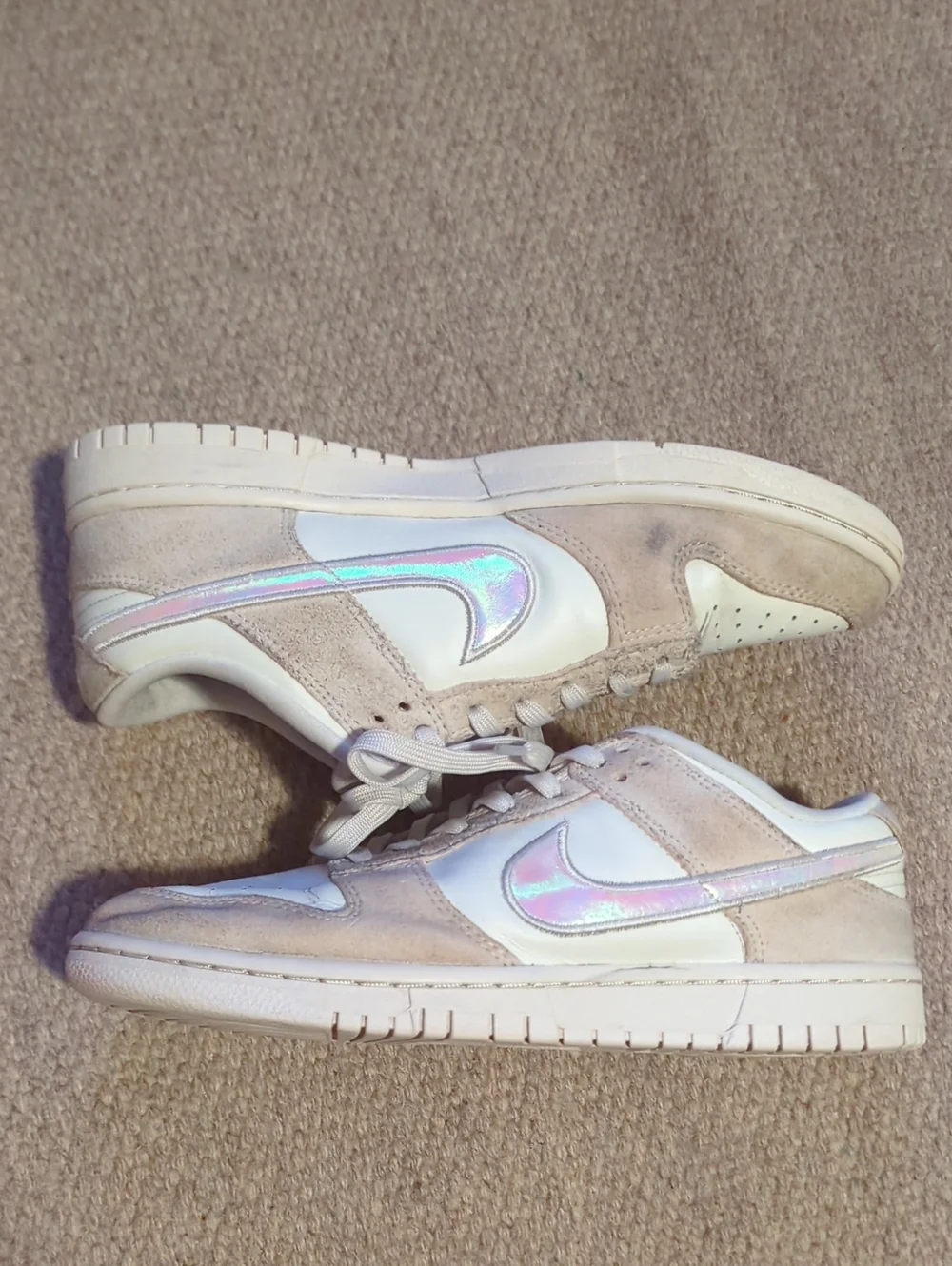 Women's Nike Dunk Low Sail Iridescent Swoosh HF5074-133 Size 10